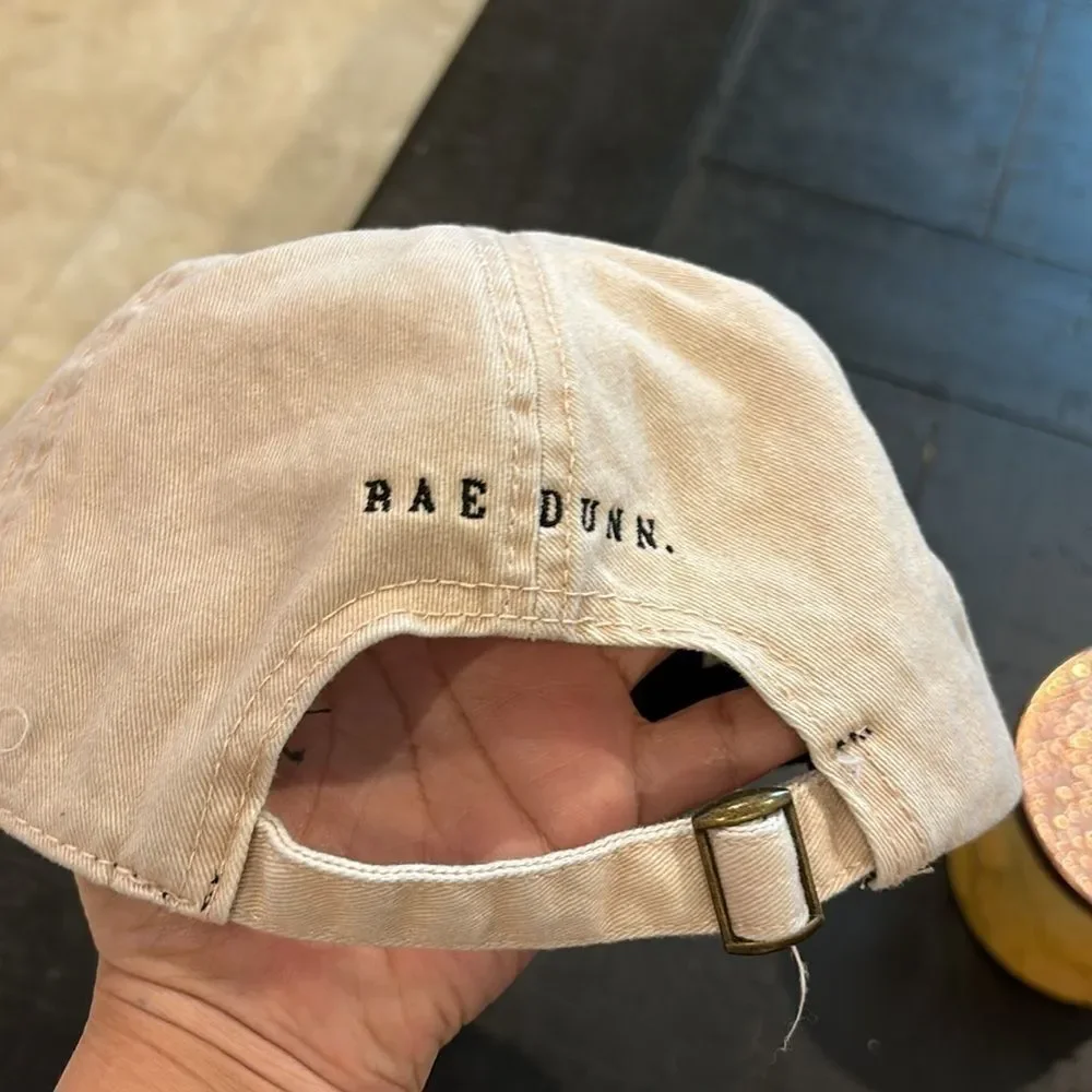 Rae Dunn Love Beige Tan Adjustable Cap One Size​​​​​​​​